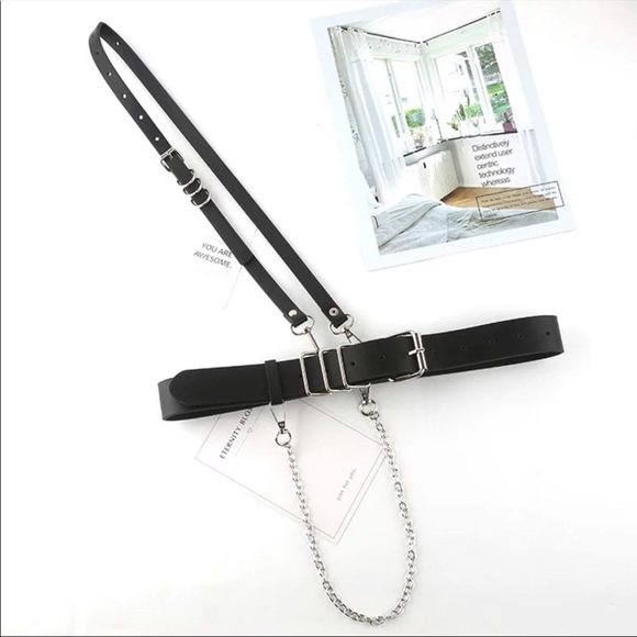 Black Suspender Cross Strap Harness Belt New